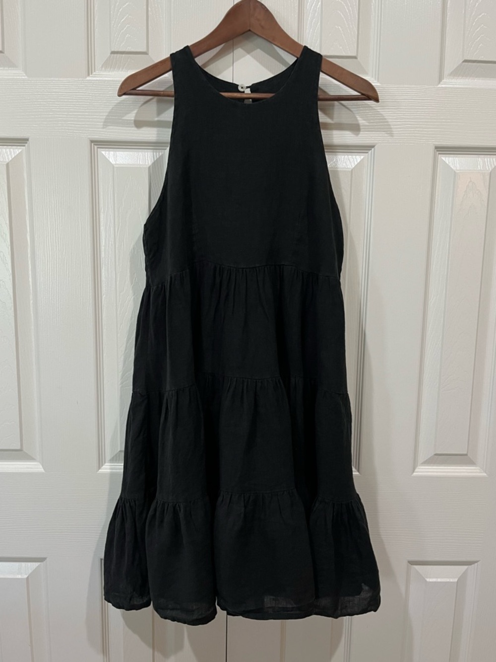 Civico 51 Sleeveless Linen Tiered Dress Black Made in Italy Sz L